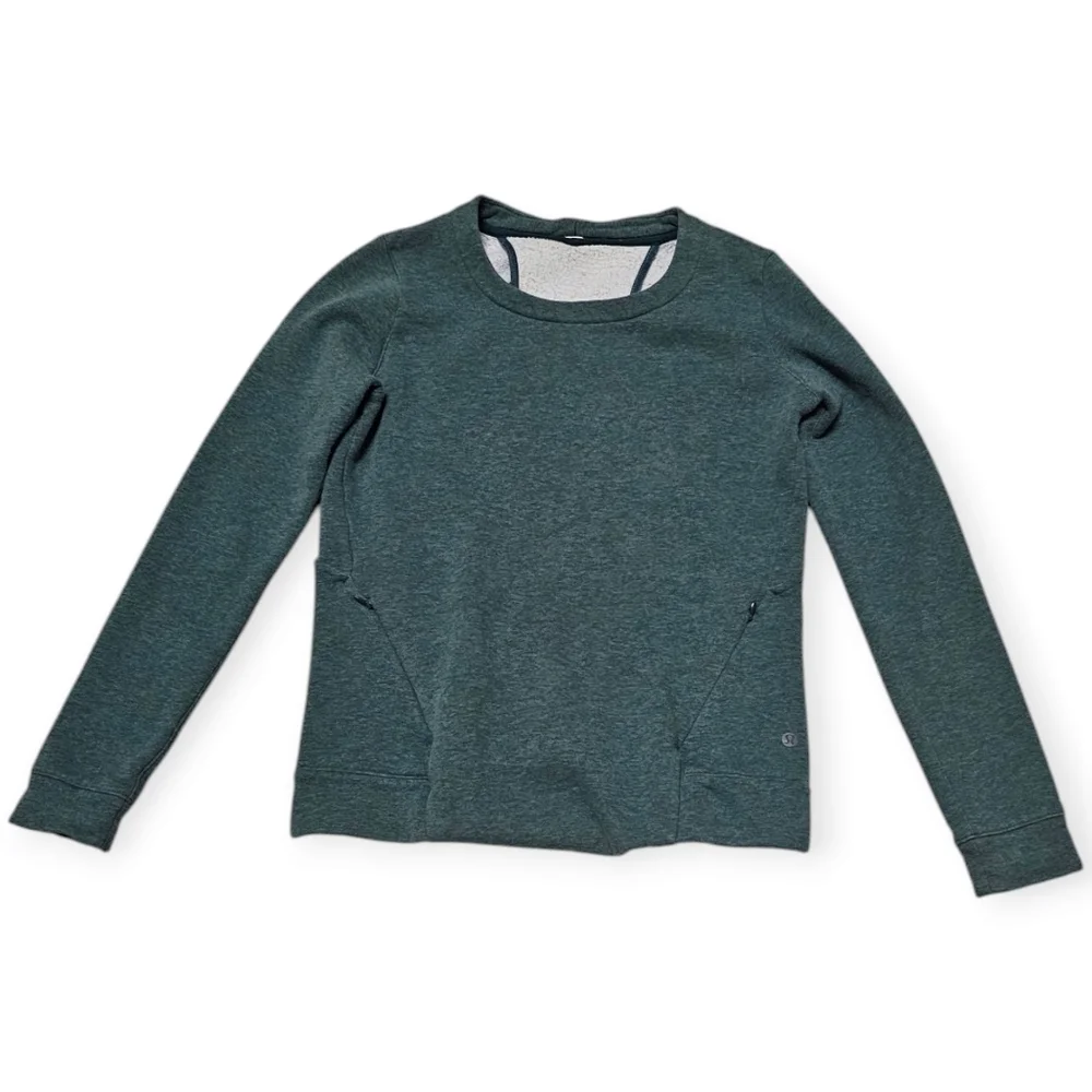 Lululemon Go Endeavor Heathered Green Sweatshirt with Cut Outs in Back